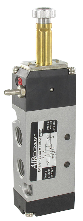 Solenoid-pneumatic servo-operated valve 5/2-G1/8