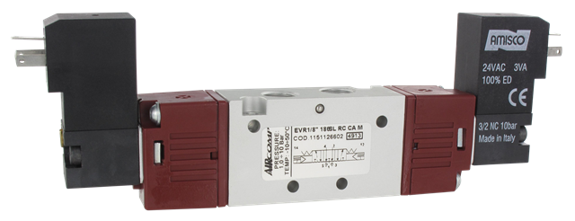 Solenoid valve 5/3 1/8'' return to center exhaust 24AC