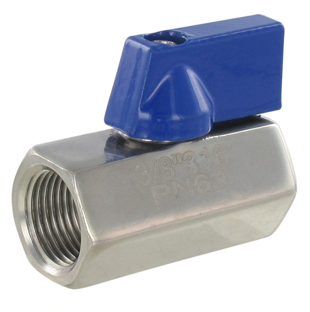 Stainless steel valves mini series female / female BSP cylindrical