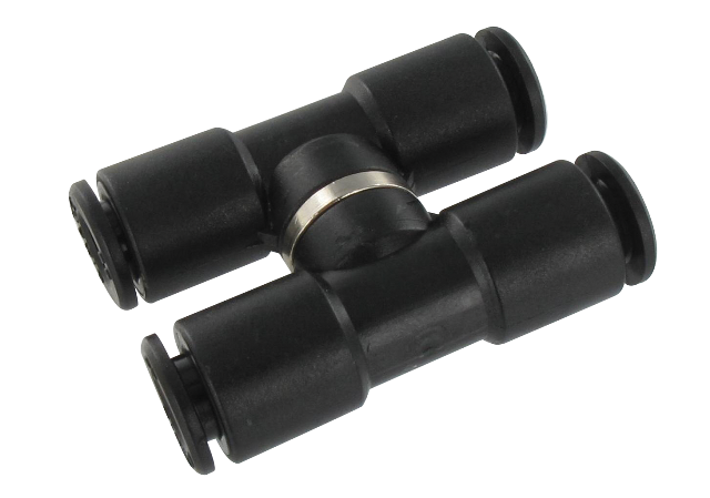 Technopolymer swivel cross push-in fittings