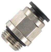 Pneumatic push-in fitting in nickel plated brass and resin